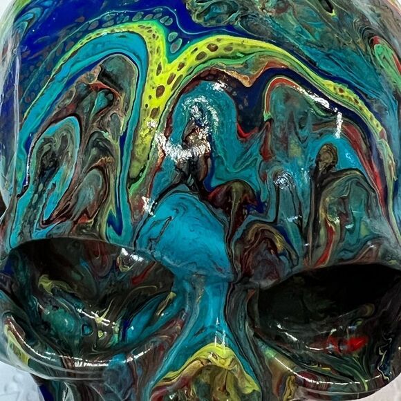 Hand-Painted One of A Kind Life Size Adult Human Skull - Picture 6 of 10